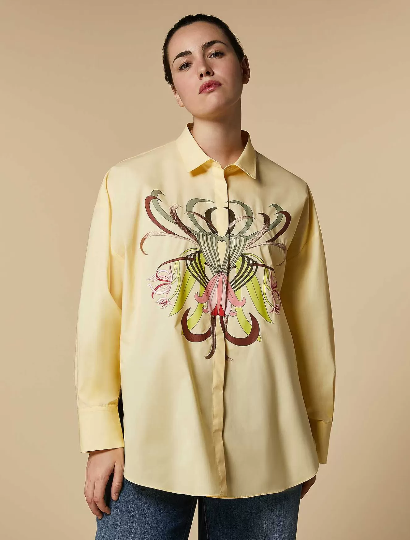 Oversized Cotton Poplin Shirt-Marina Rinaldi Outlet