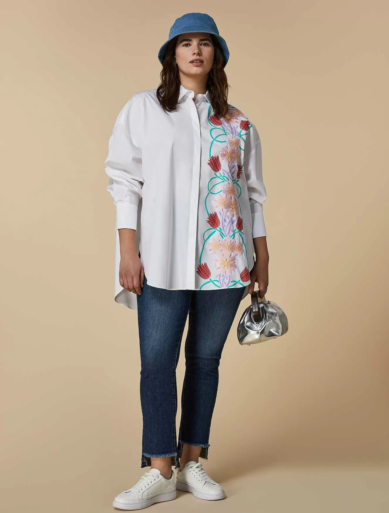 Oversized Cotton Poplin Shirt-Marina Rinaldi Best Sale