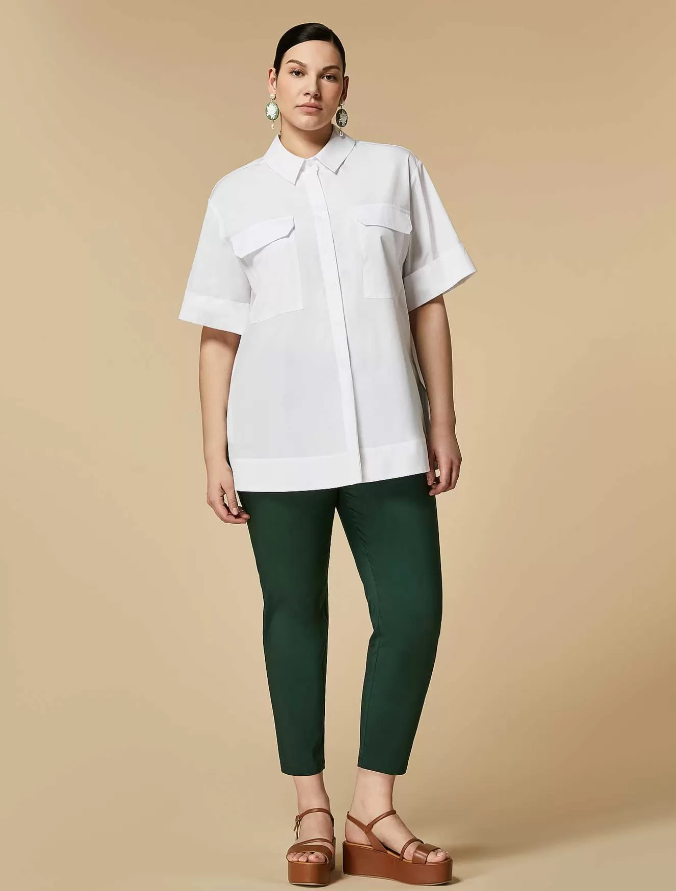 Poplin Legging Trousers-Marina Rinaldi Clearance