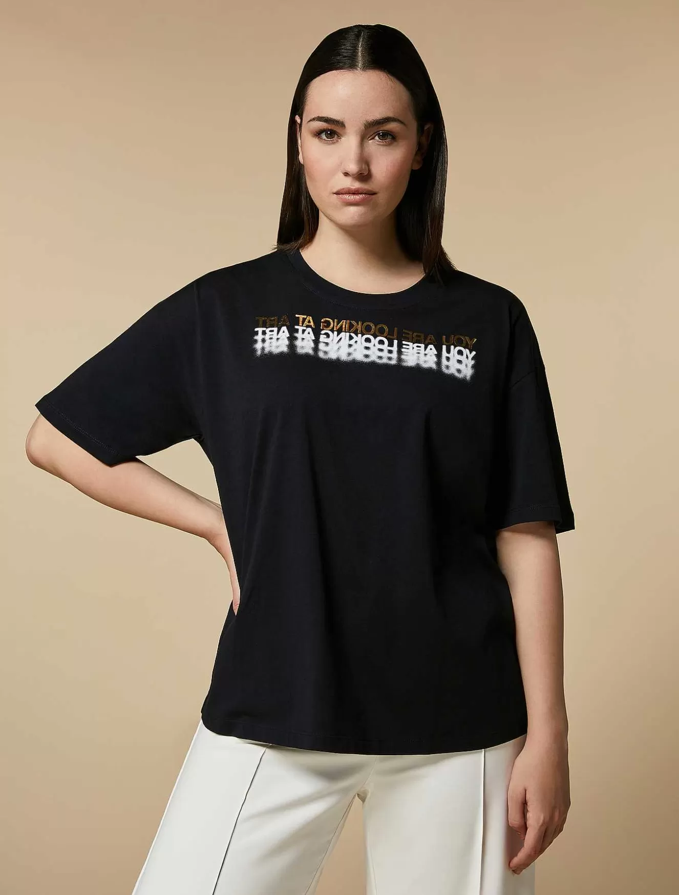 Print-Adorned Jersey T-Shirt-Marina Rinaldi Cheap
