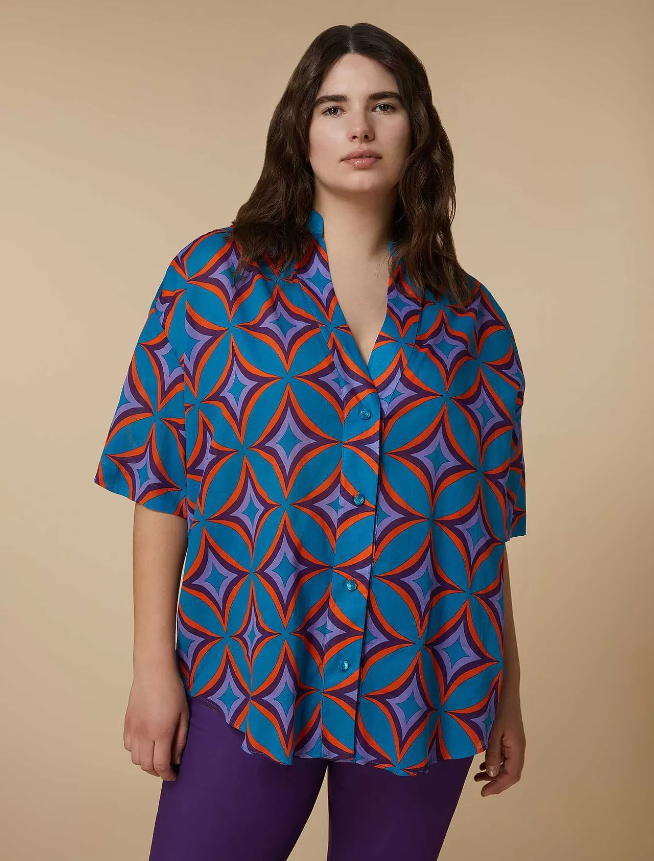 Printed Muslin Shirt-Marina Rinaldi Outlet