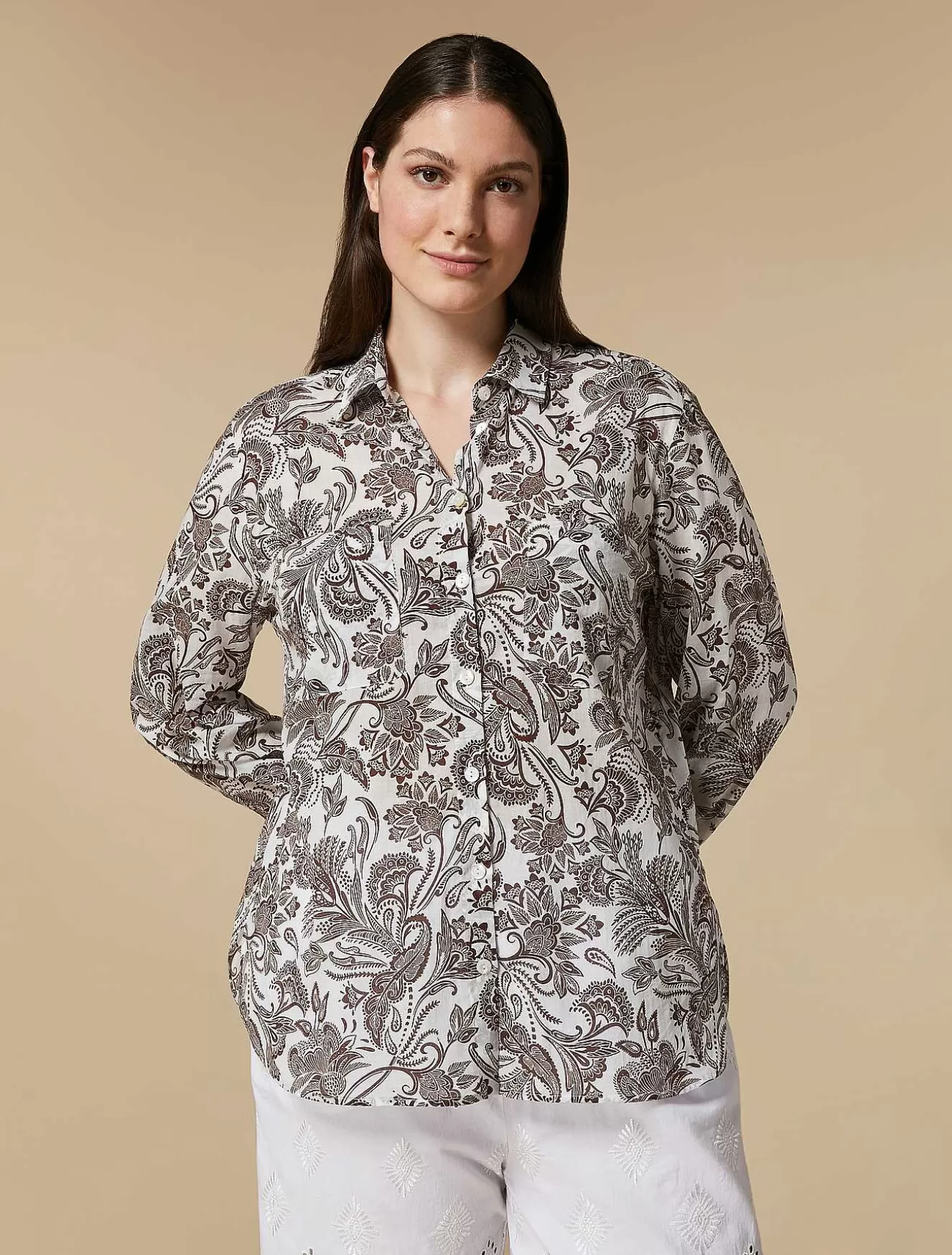 Printed Muslin Shirt-Marina Rinaldi Hot