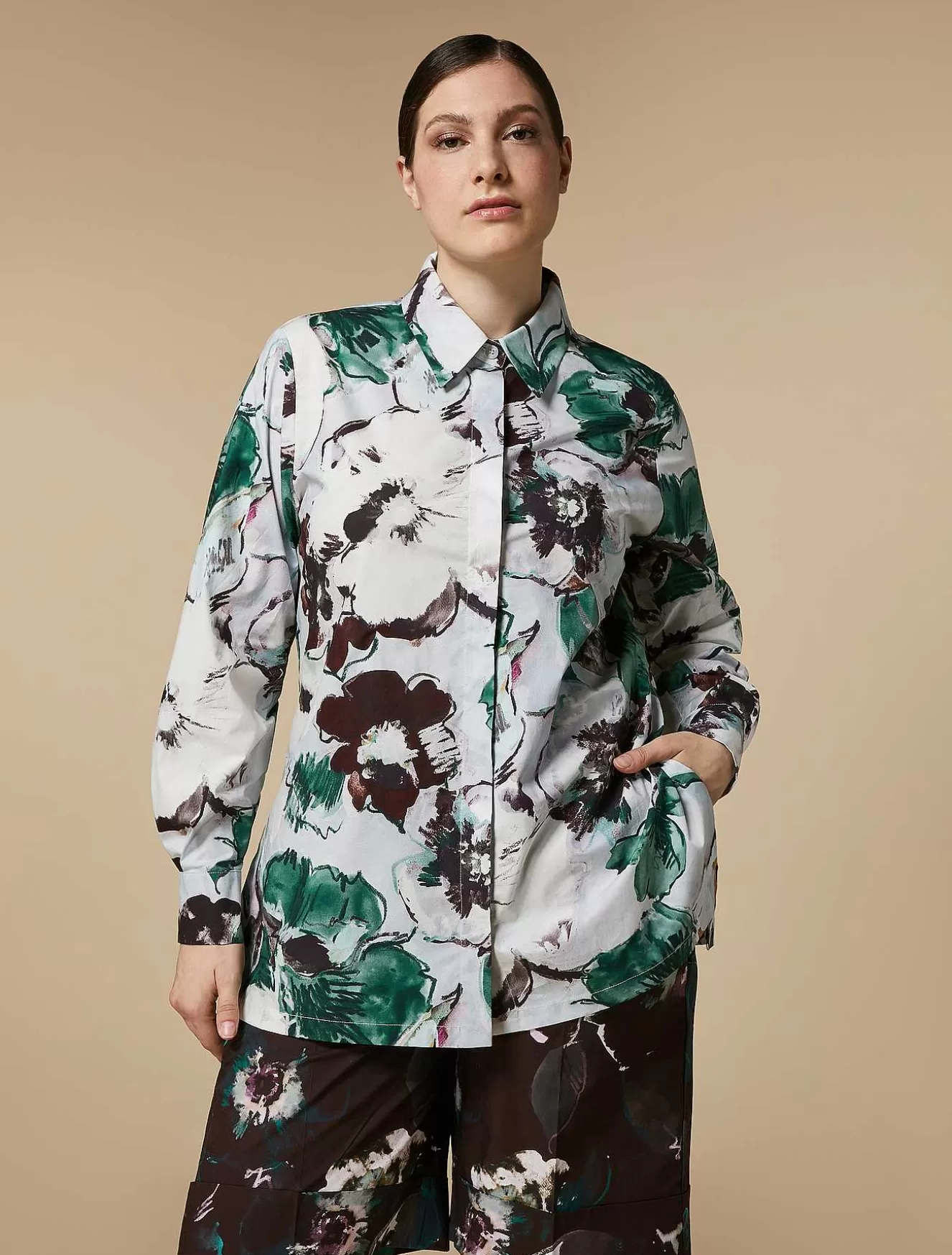 Printed Poplin Shirt-Marina Rinaldi Discount