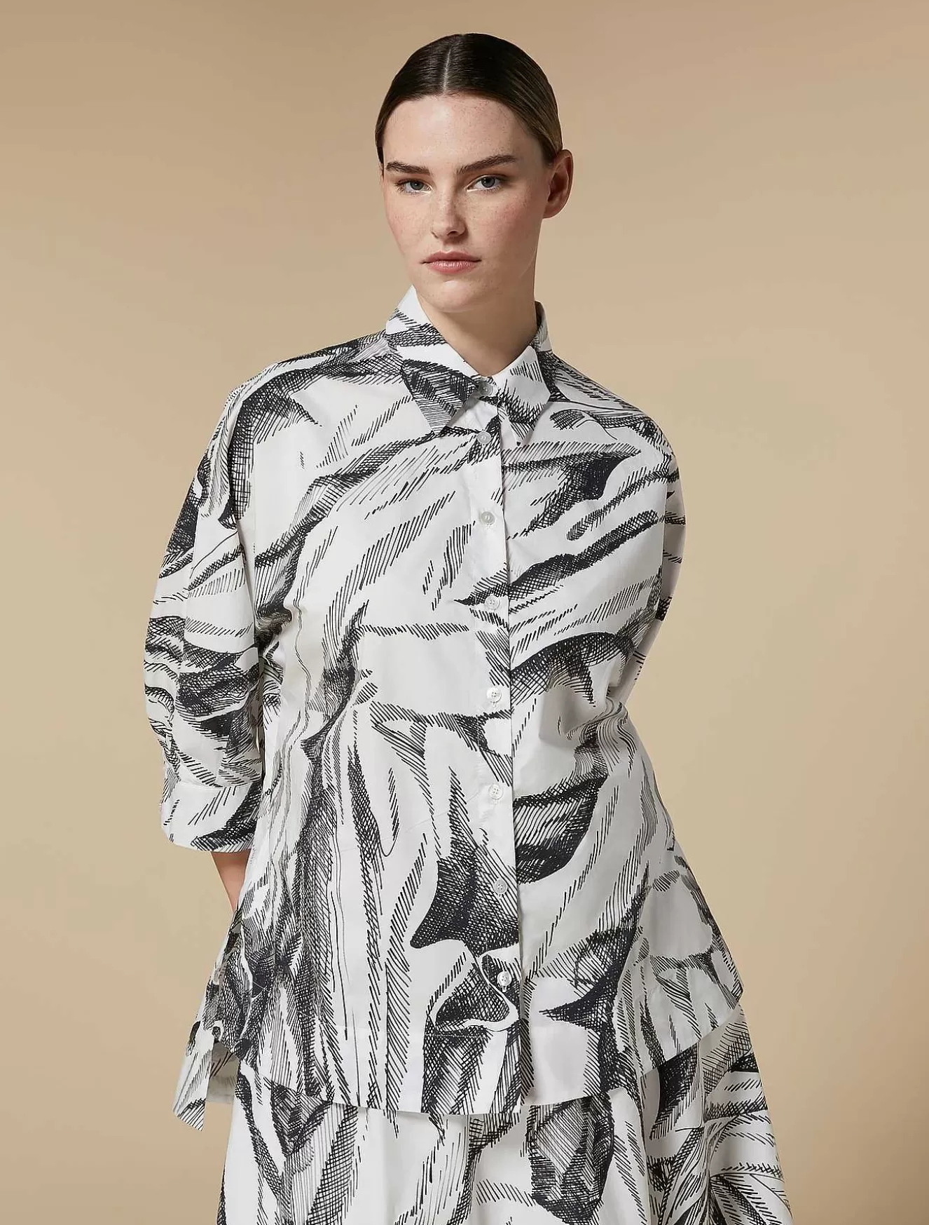 Printed Poplin Shirt-Marina Rinaldi New