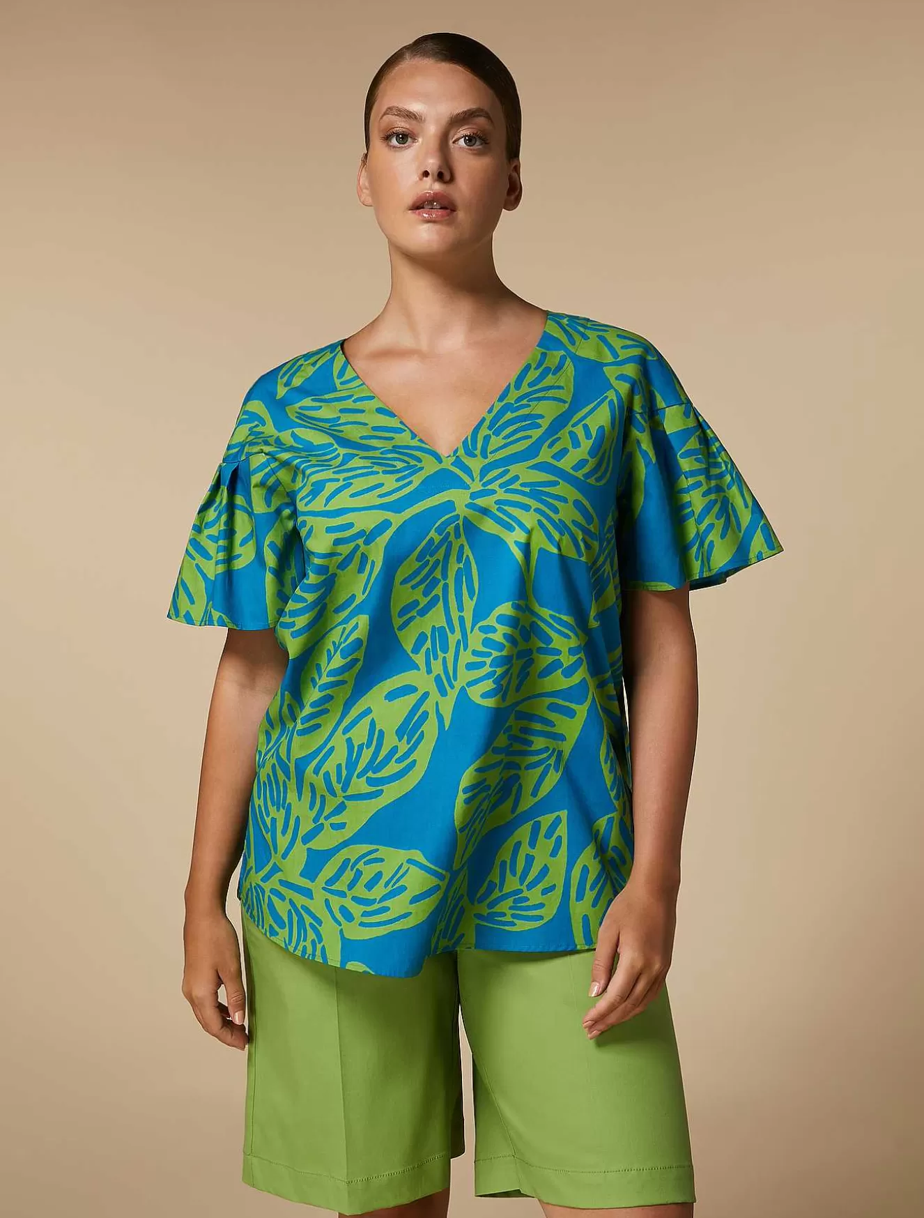Printed Poplin Shirt-Marina Rinaldi Best Sale