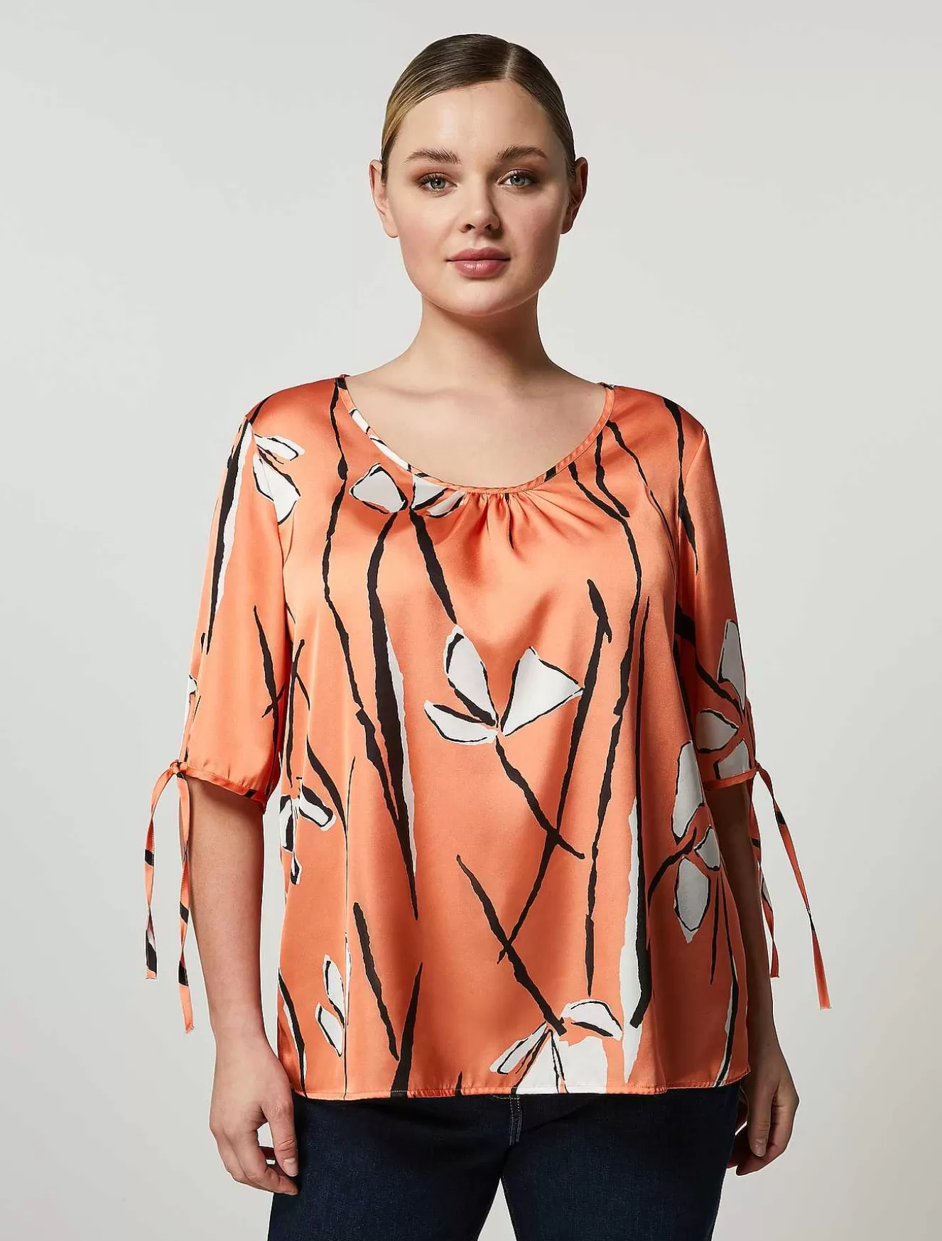 Printed Satin Blouse-Marina Rinaldi Online