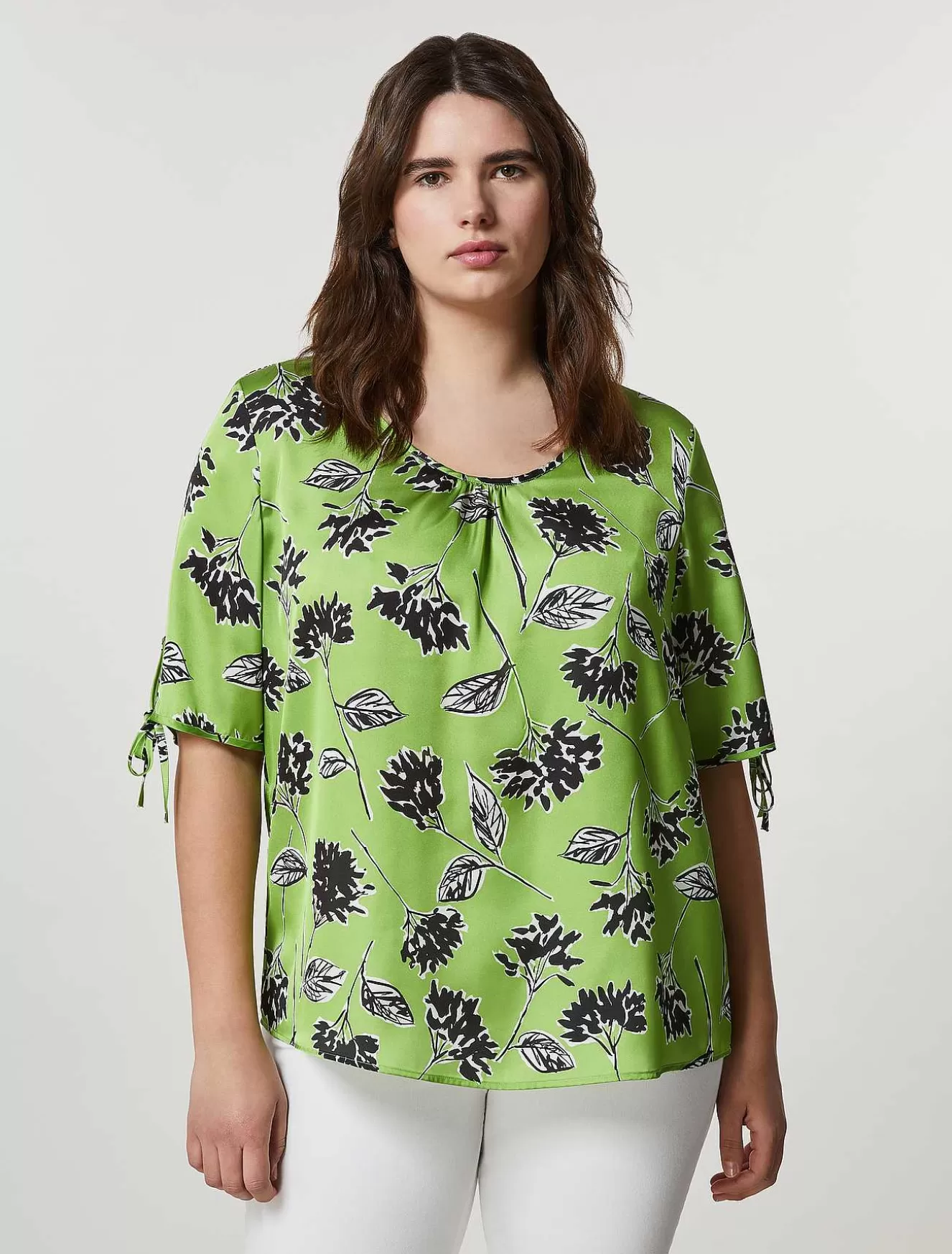 Printed Satin Blouse-Marina Rinaldi Store