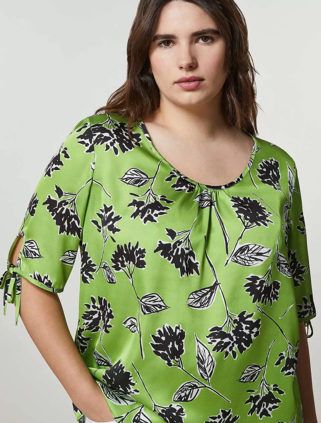 Printed Satin Blouse-Marina Rinaldi Store
