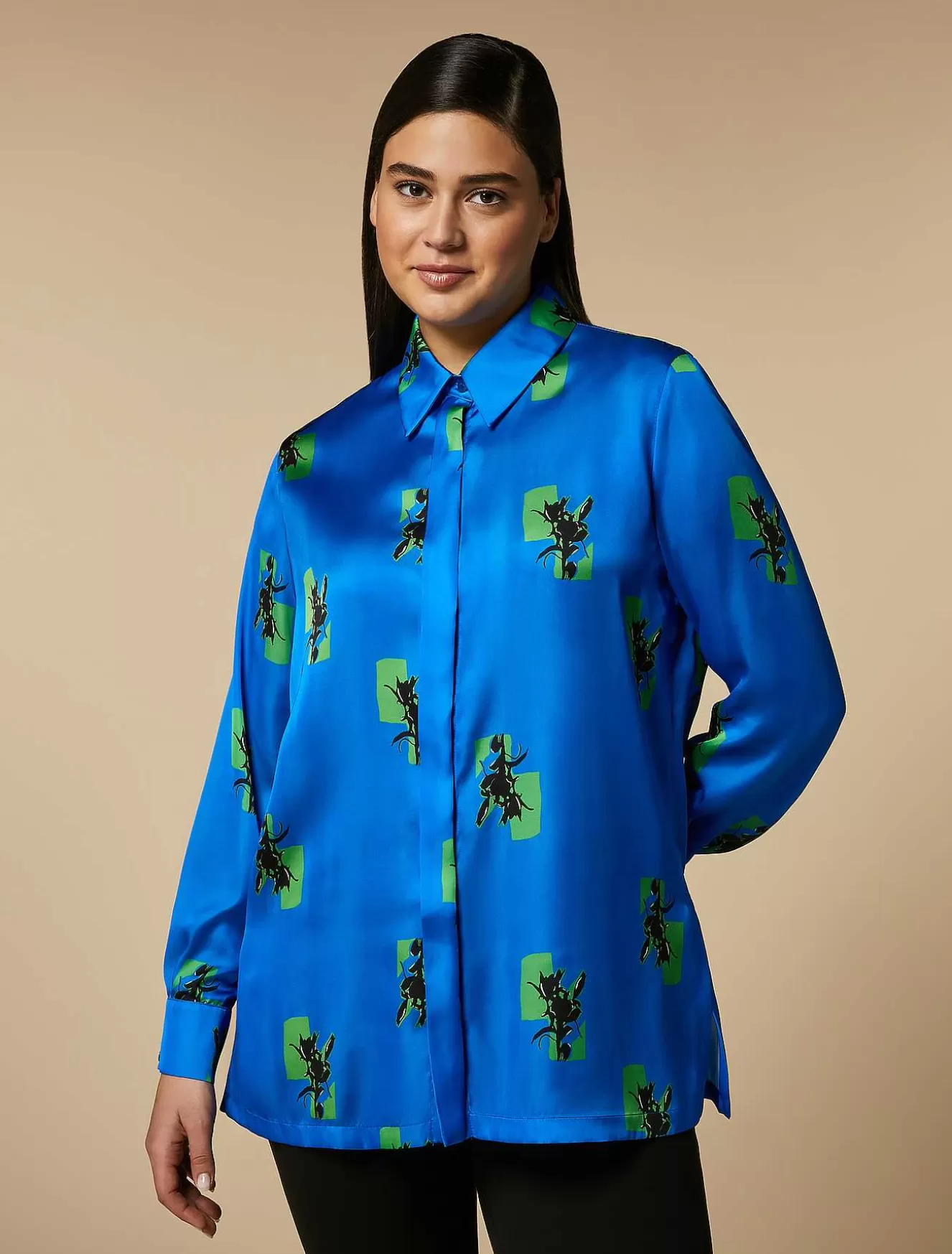 Printed Satin Shirt-Marina Rinaldi Hot