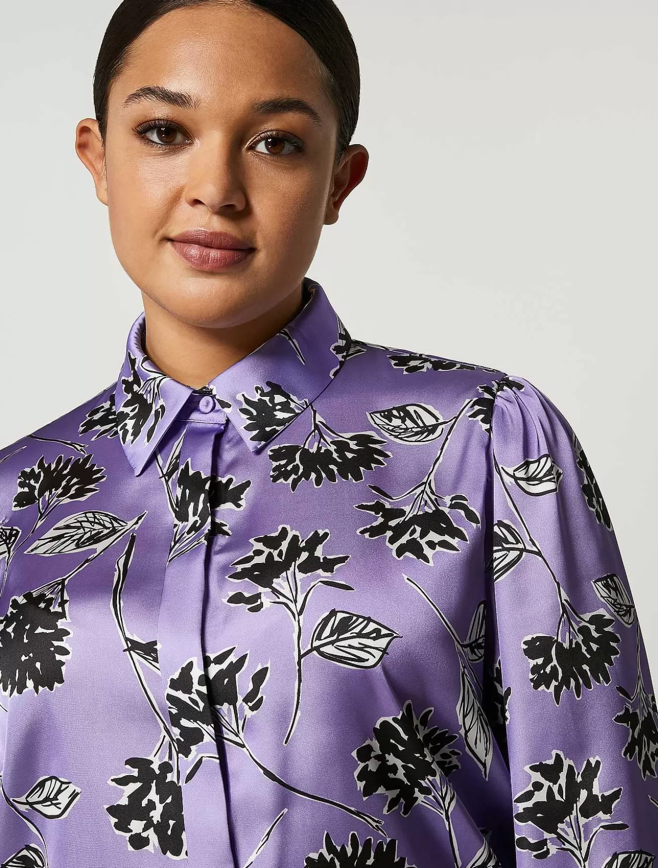 Printed Satin Shirt-Marina Rinaldi Hot