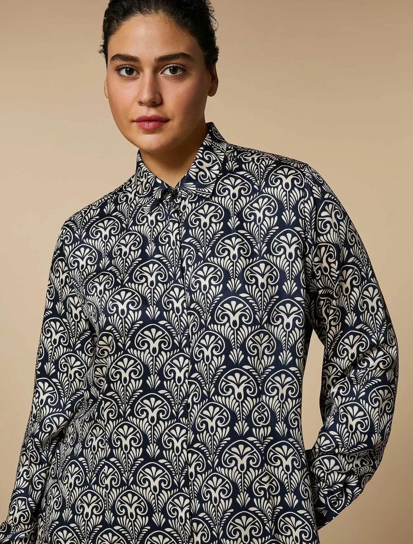 Printed Satin Shirt Dress-Marina Rinaldi Shop