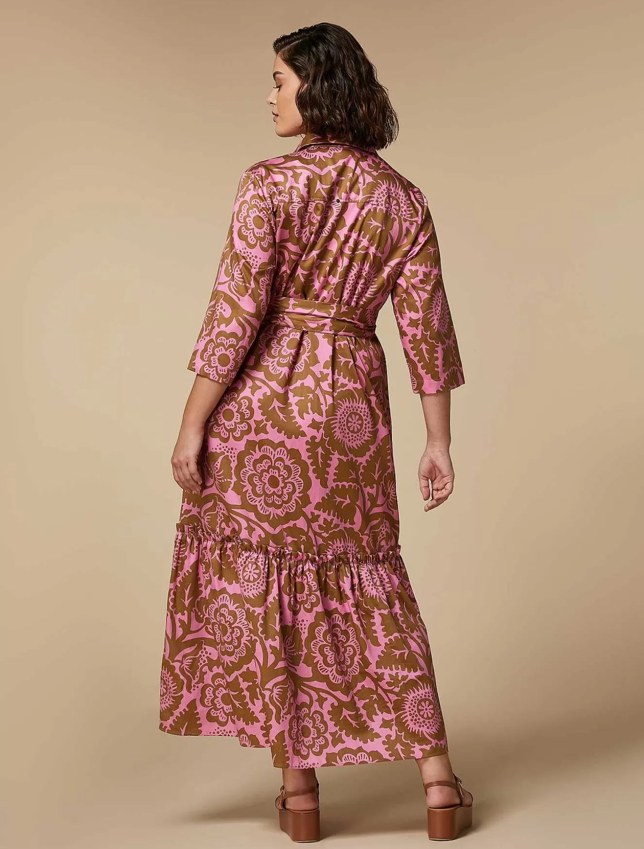 Printed Satin Shirt Dress-Marina Rinaldi New