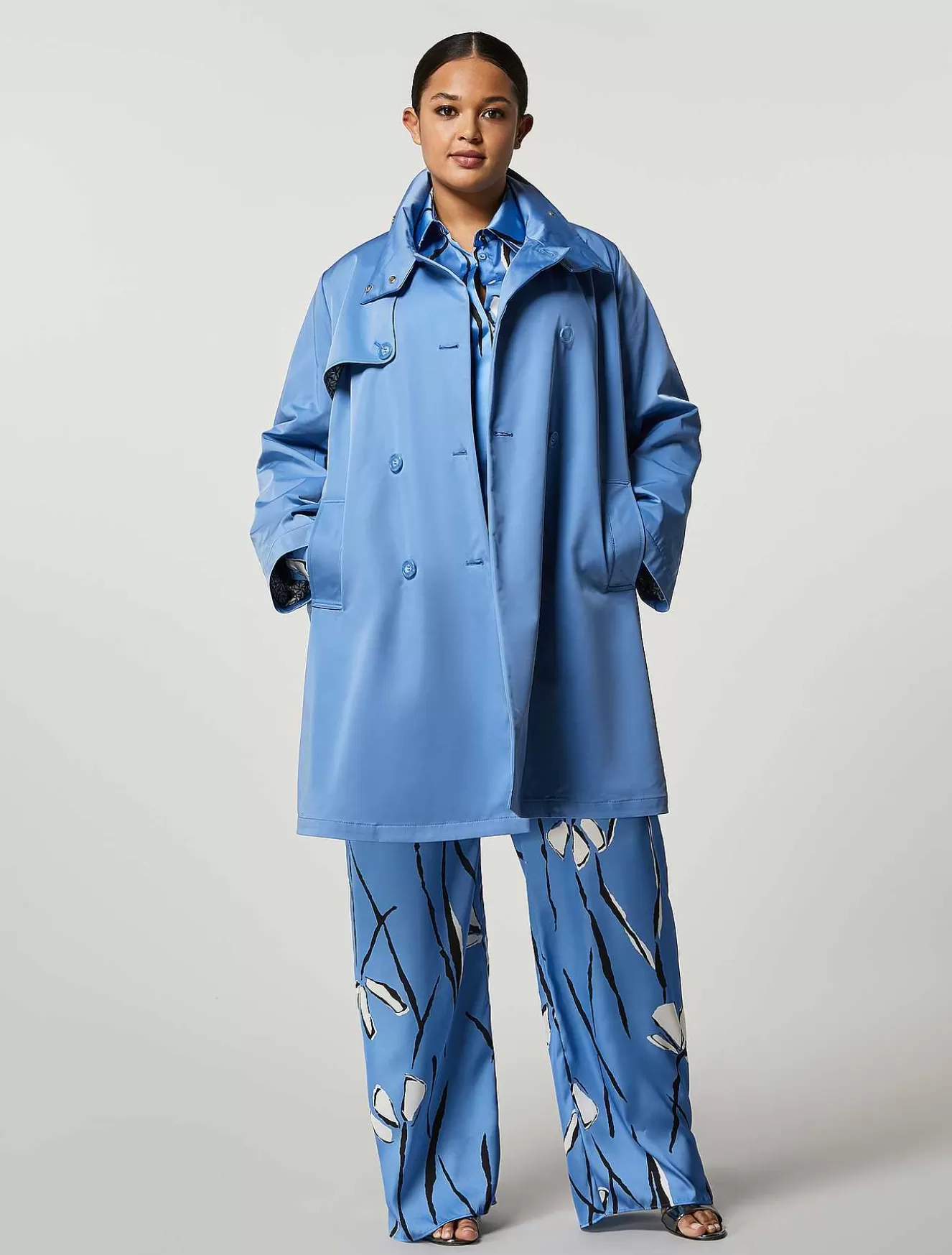 Printed Satin Trousers-Marina Rinaldi Outlet