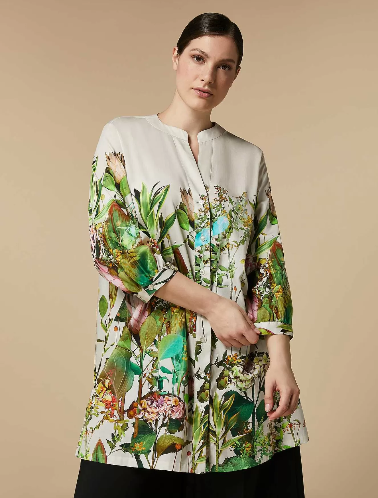 Printed Satin Tunic-Marina Rinaldi Fashion