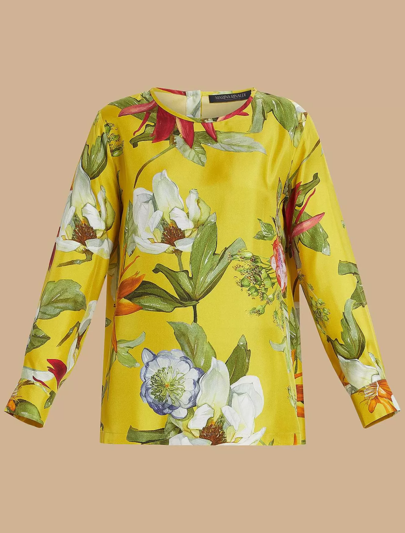 Printed Silk Twill Blouse-Marina Rinaldi Fashion