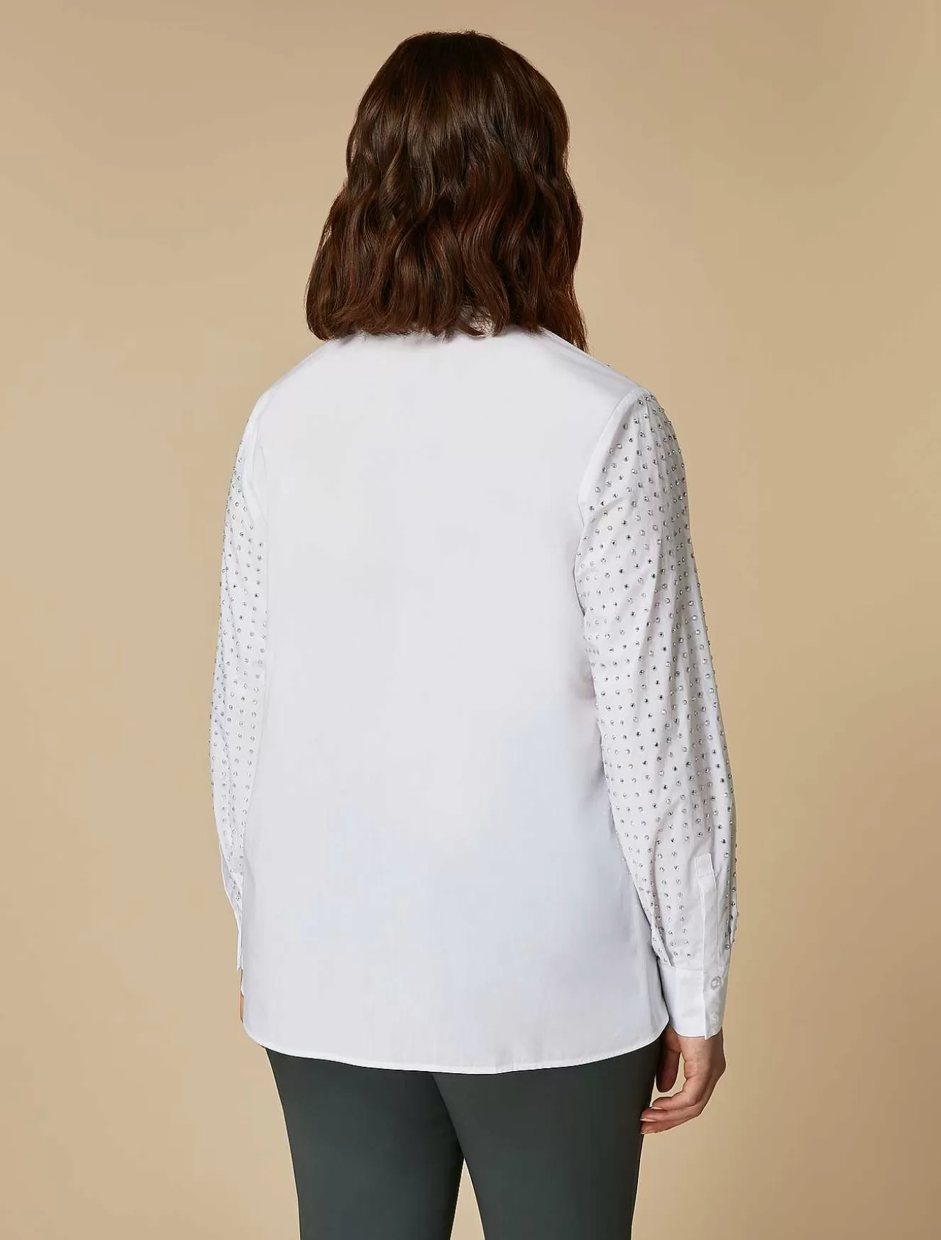 Rhinestone-Adorned Poplin Shirt-Marina Rinaldi Cheap