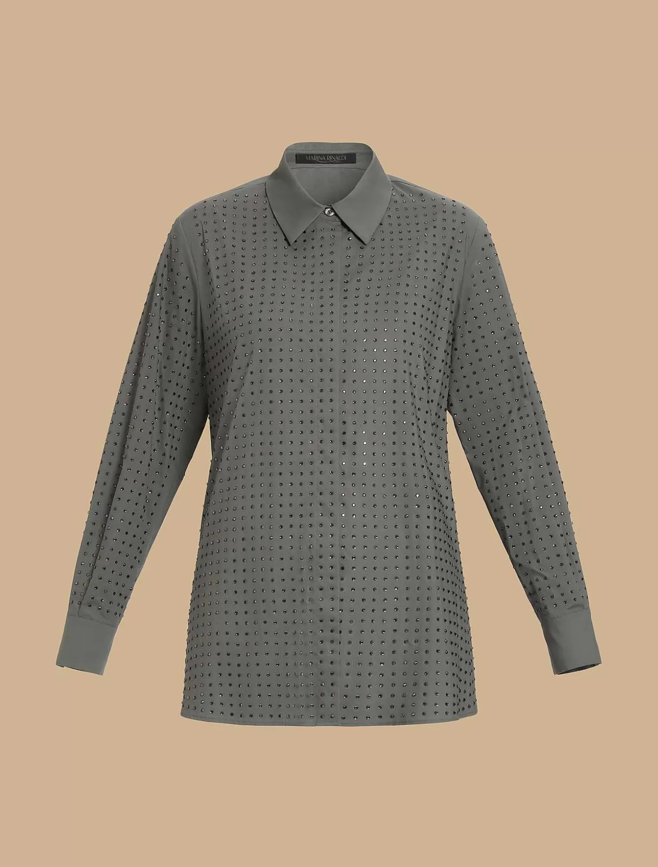Rhinestone-Adorned Poplin Shirt-Marina Rinaldi Sale