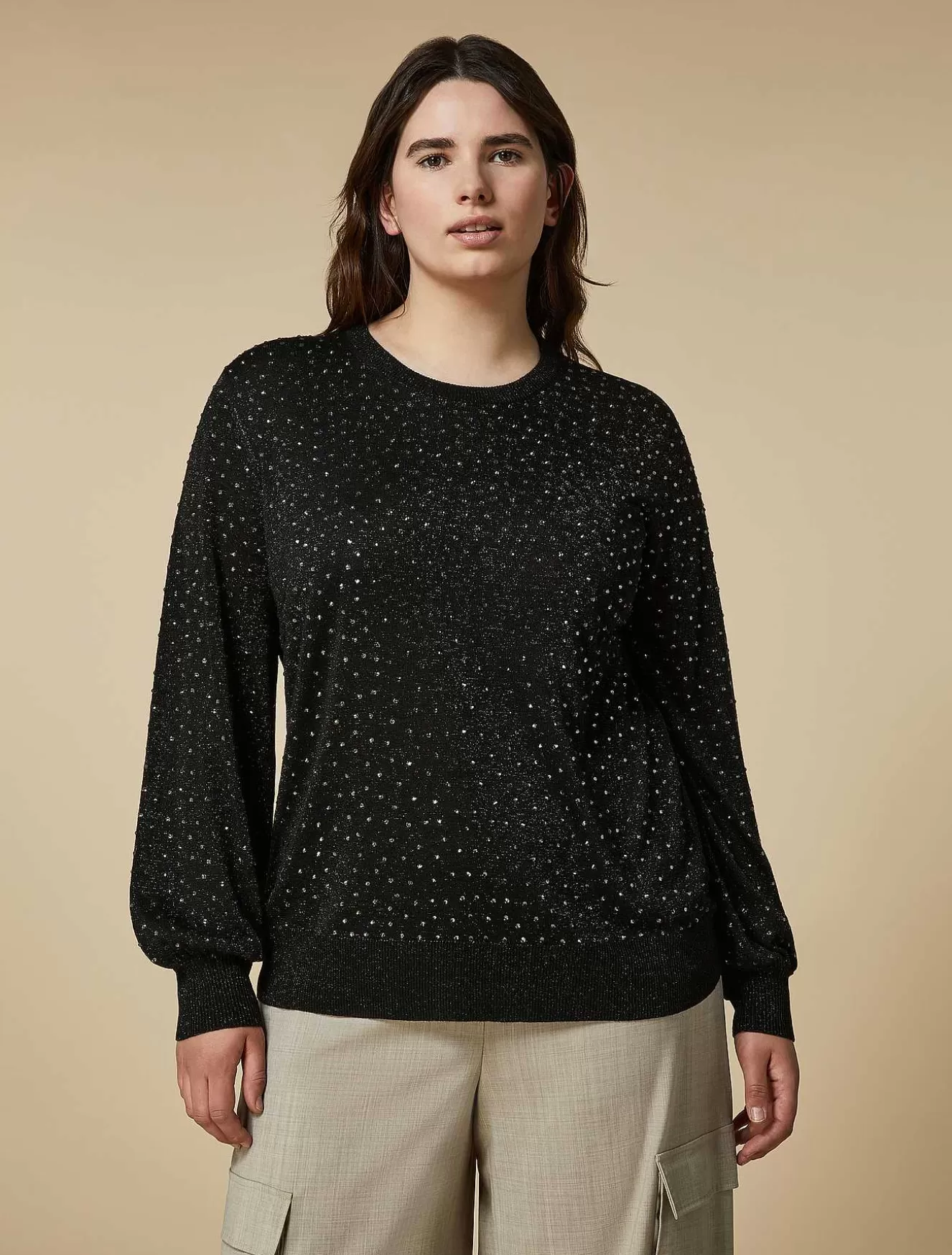 Rhinestone-Adorned Viscose Sweater-Marina Rinaldi Online