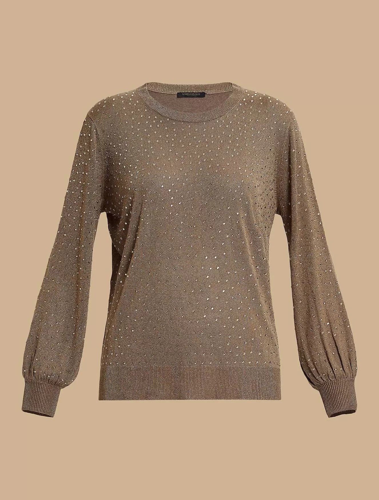 Rhinestone-Adorned Viscose Sweater-Marina Rinaldi Cheap
