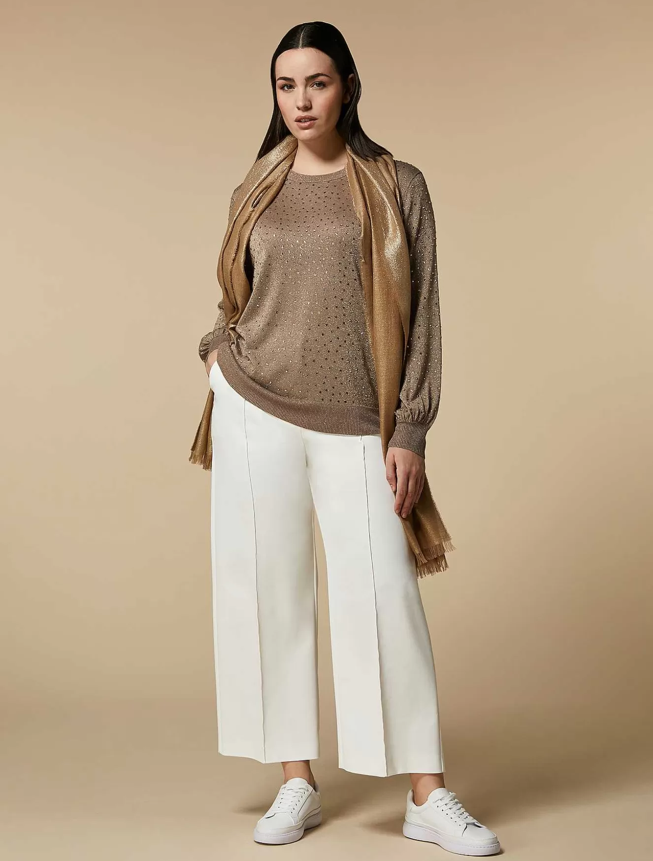 Rhinestone-Adorned Viscose Sweater-Marina Rinaldi Cheap