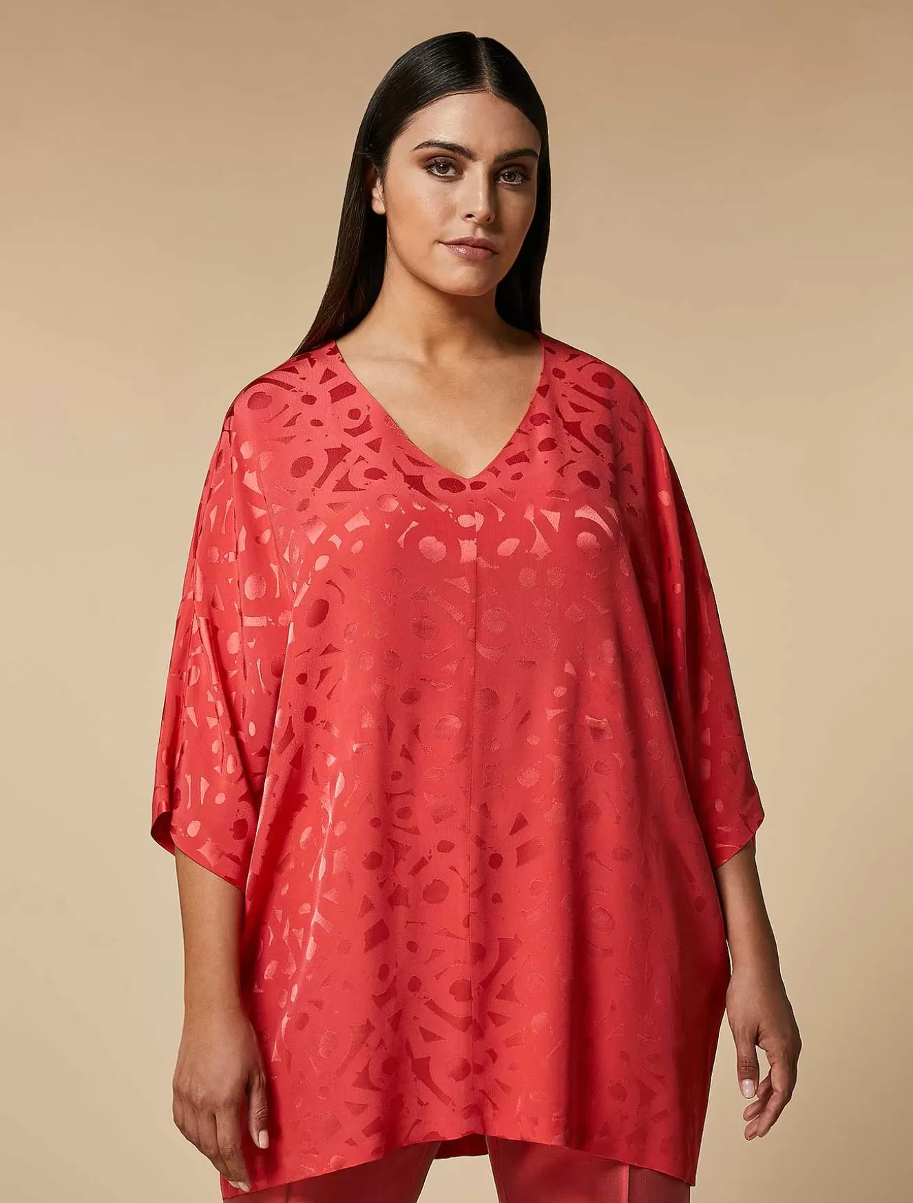 Ribbon-Adorned Jacquard Blouse-Marina Rinaldi Cheap