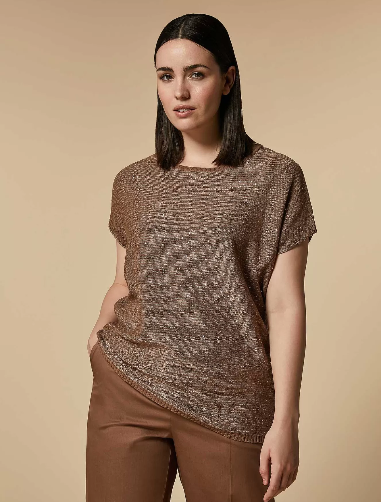 Sequinned Cotton Sweater-Marina Rinaldi Online