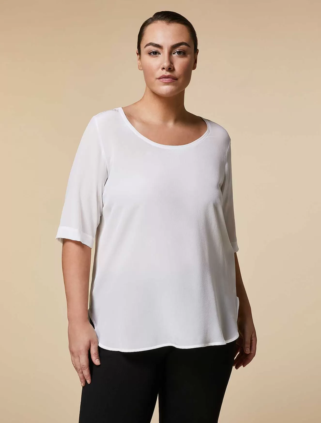 Silk Crepe De Chine Blouse-Marina Rinaldi Fashion