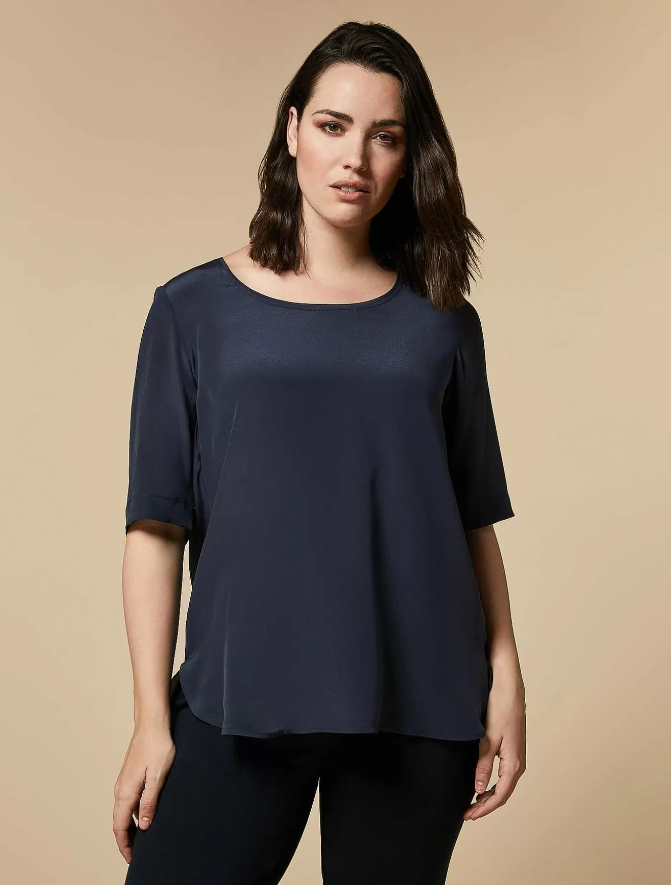 Silk Crepe De Chine Blouse-Marina Rinaldi Best Sale