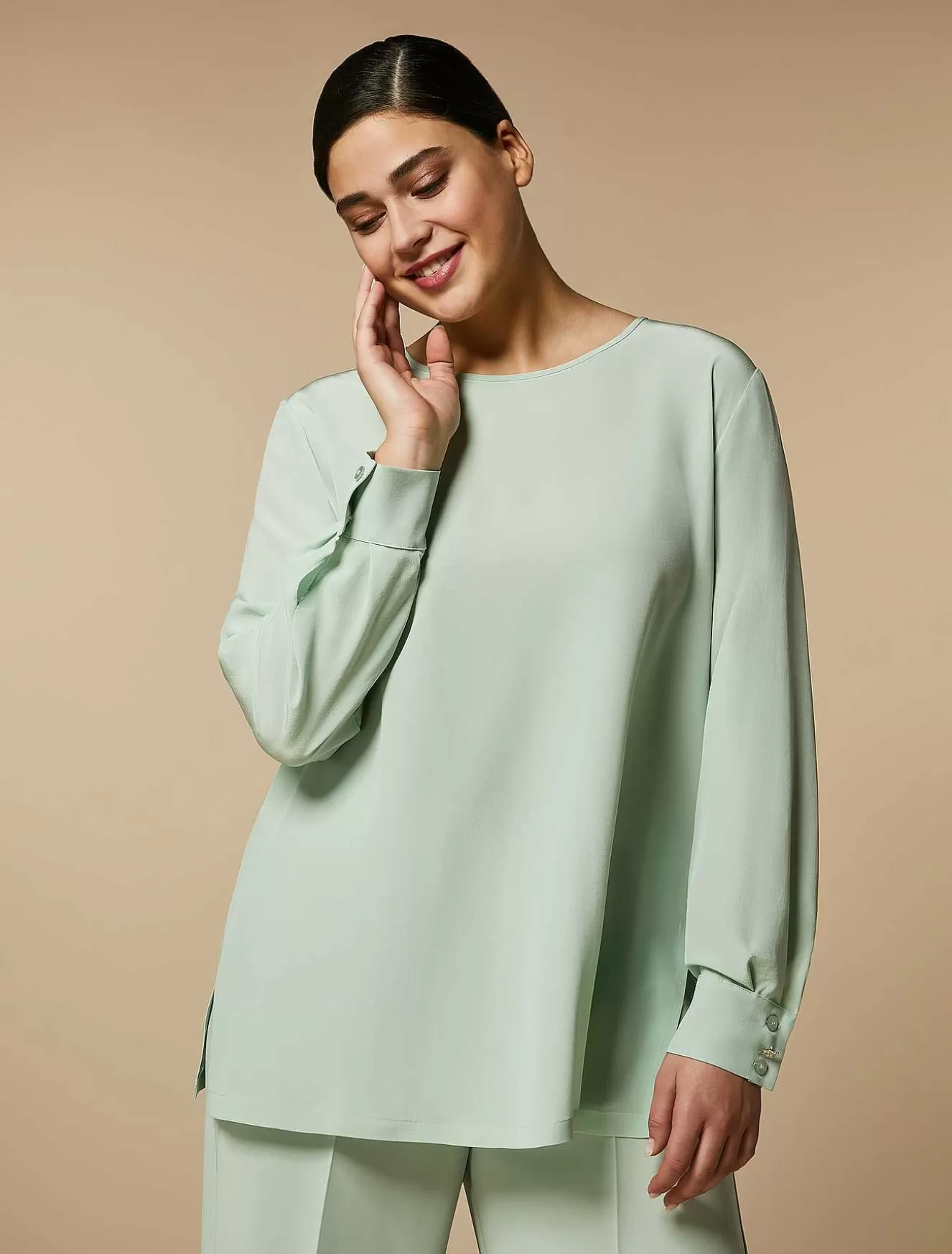 Silk Crepe De Chine Blouse-Marina Rinaldi Sale