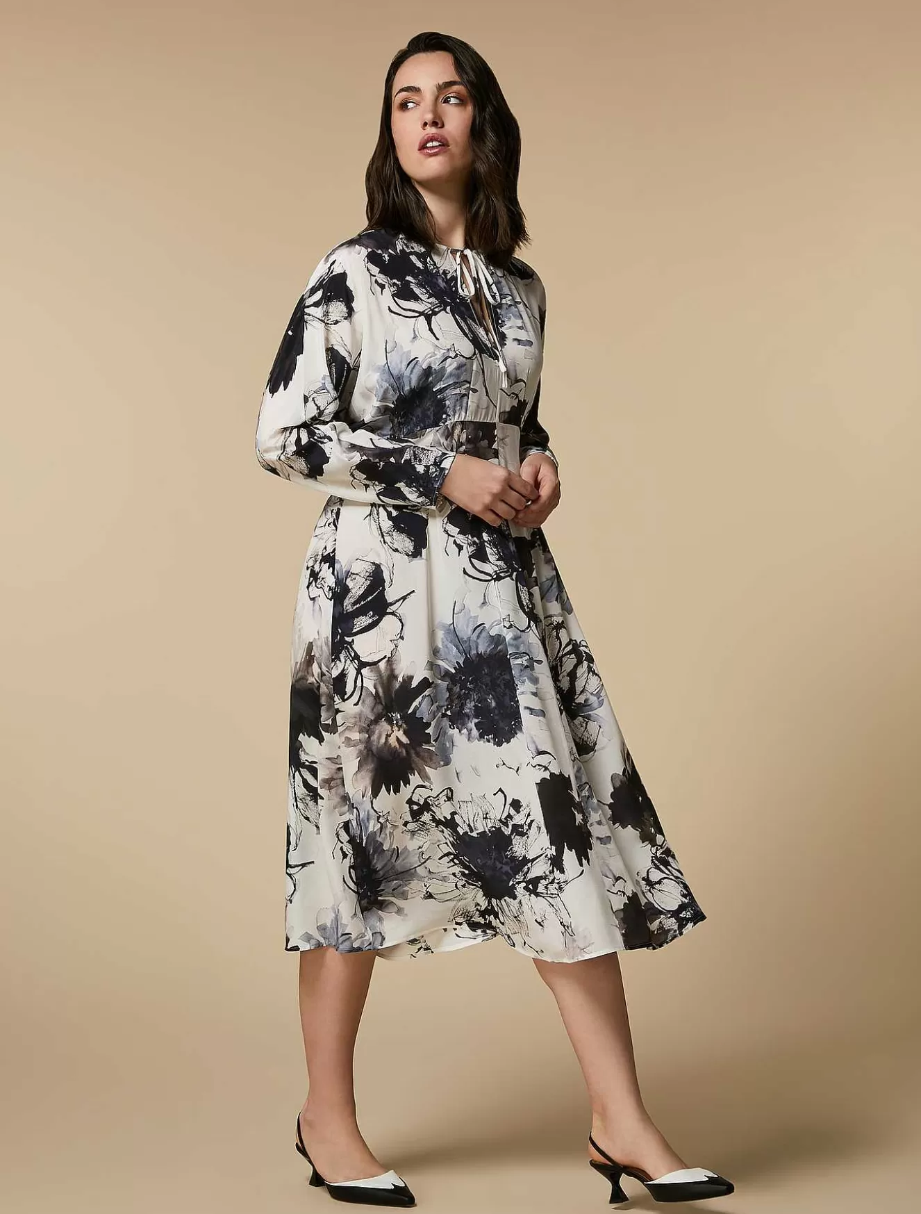 Silk Crepe De Chine Dress-Marina Rinaldi Cheap