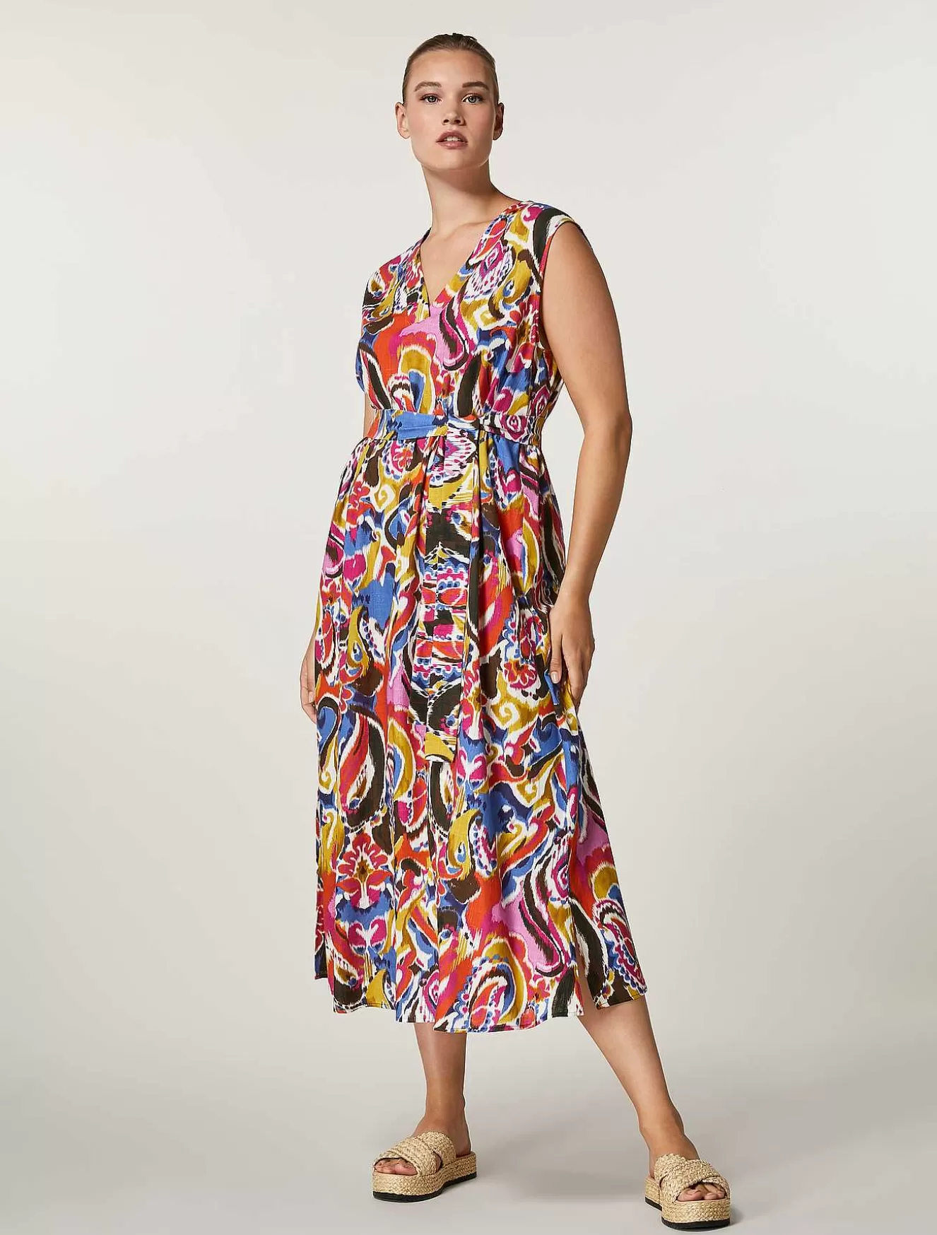 Viscose And Linen Canvas Dress-Marina Rinaldi Flash Sale