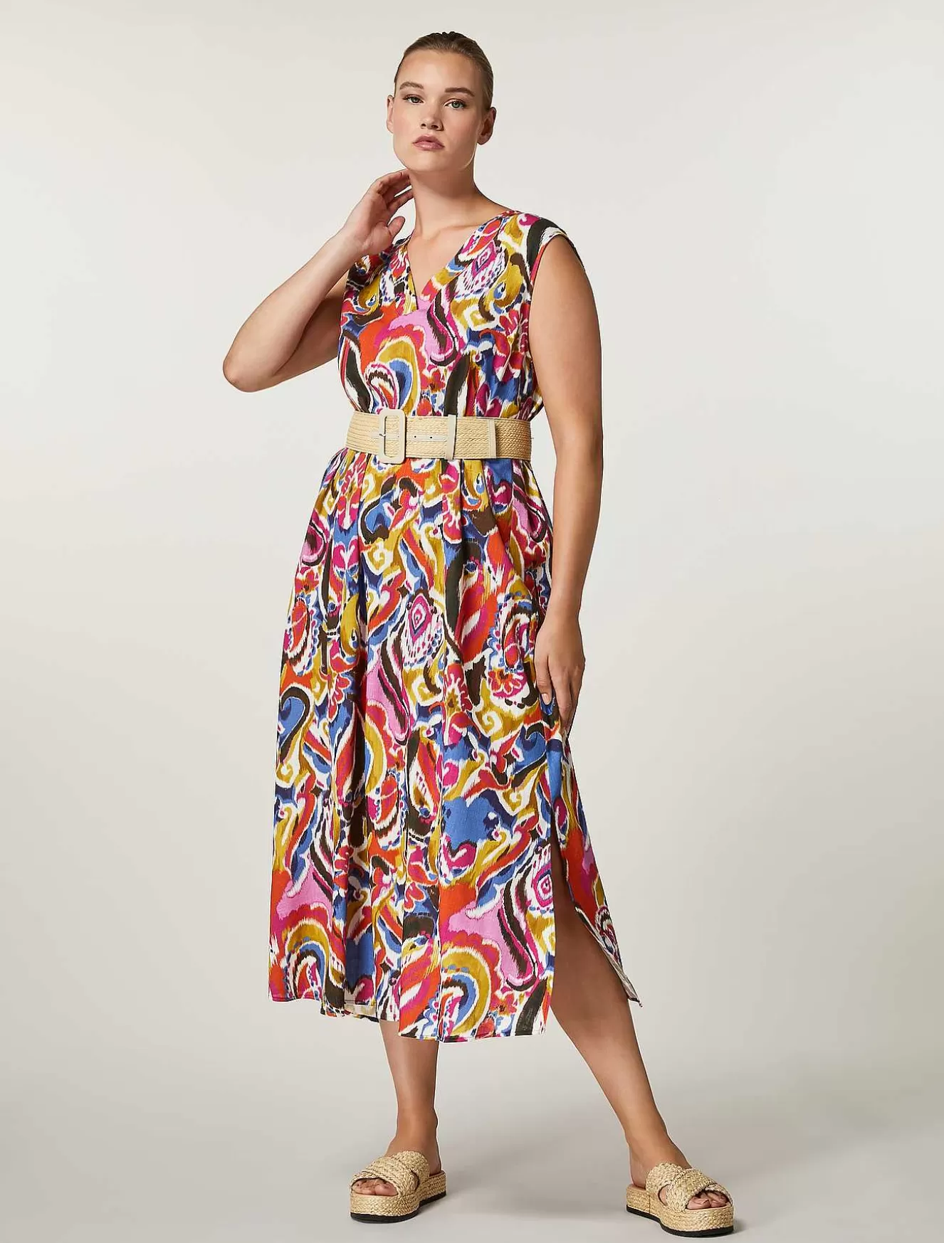 Viscose And Linen Canvas Dress-Marina Rinaldi Flash Sale
