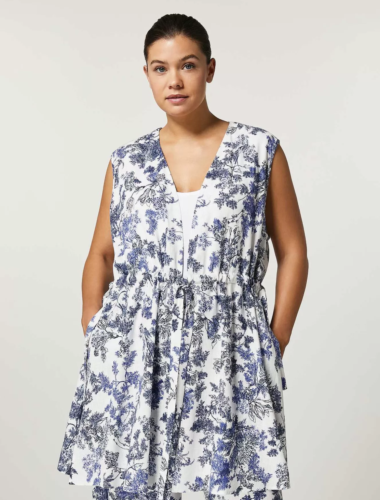 Viscose And Linen Canvas Gilet-Marina Rinaldi Hot