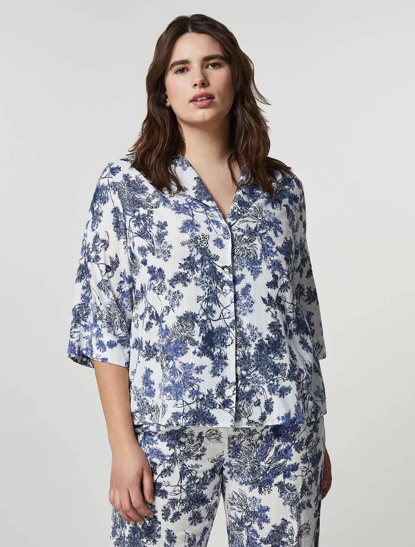 Viscose And Linen Canvas Shirt-Marina Rinaldi Best