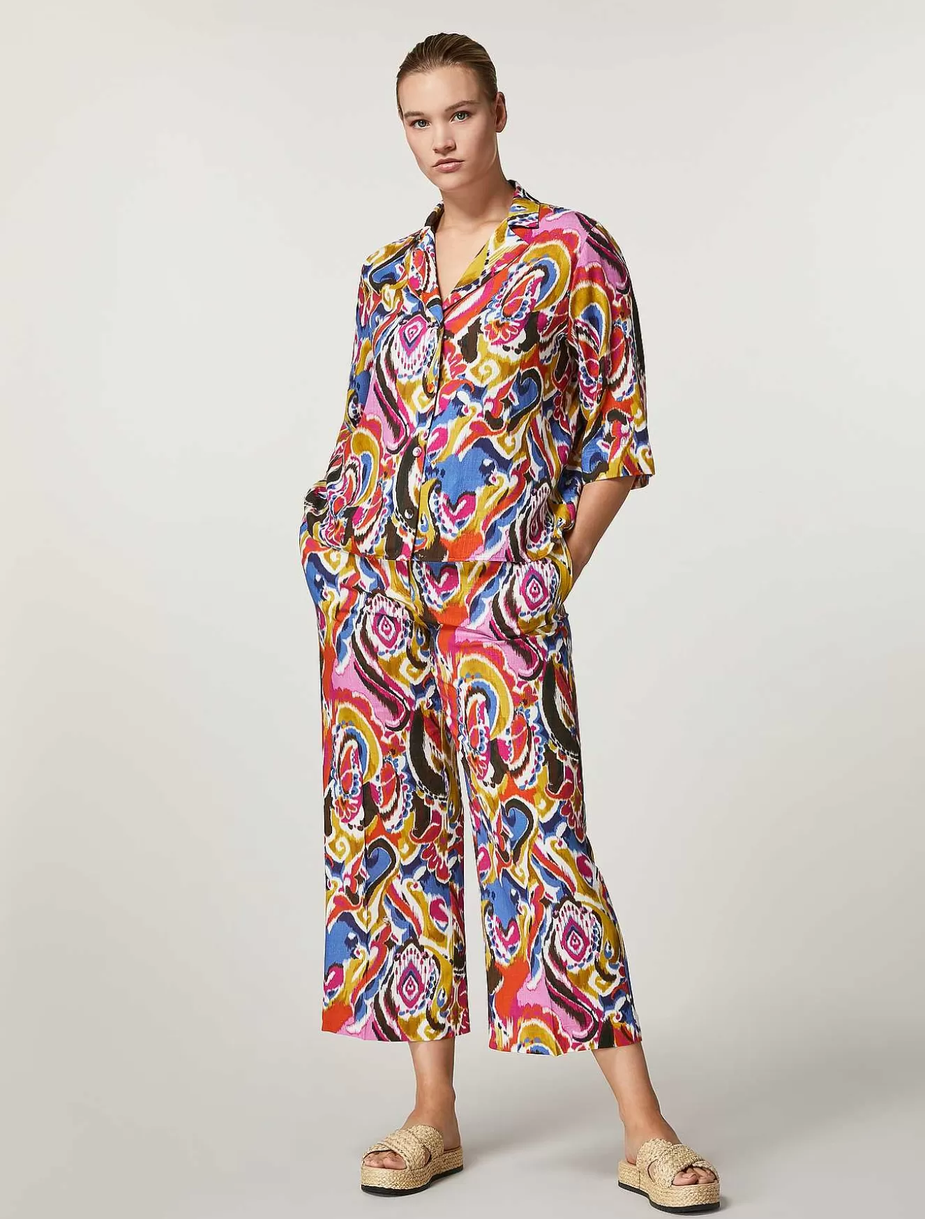 Viscose And Linen Trousers-Marina Rinaldi Sale