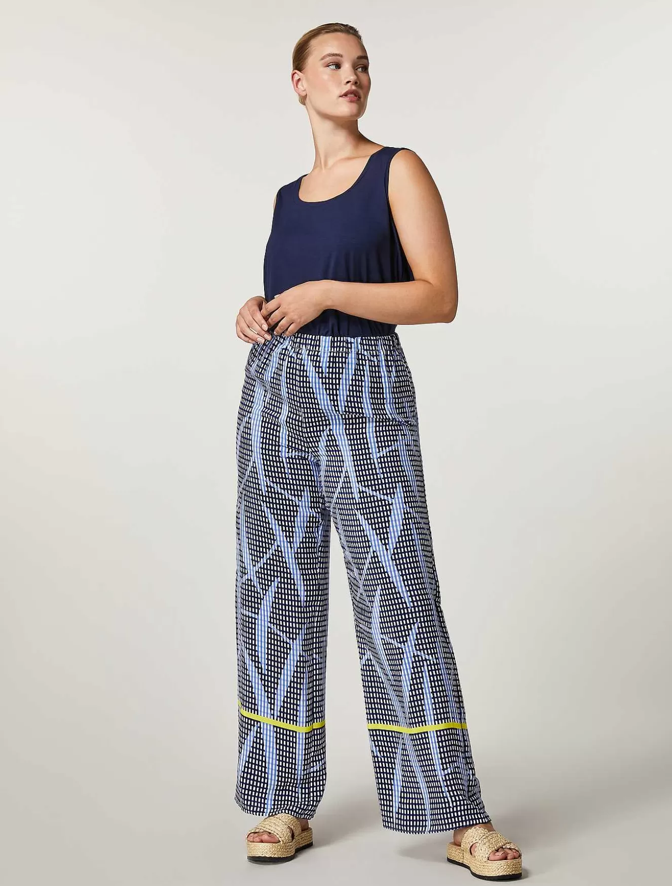 Viscose Blend Canvas Trousers-Marina Rinaldi Discount