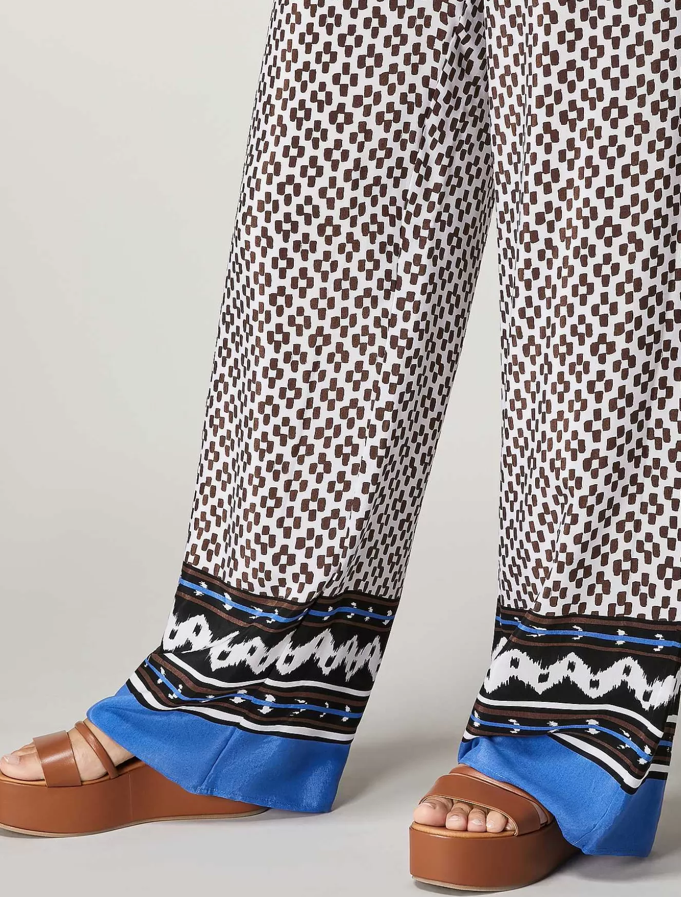 Viscose Blend Canvas Trousers-Marina Rinaldi Shop