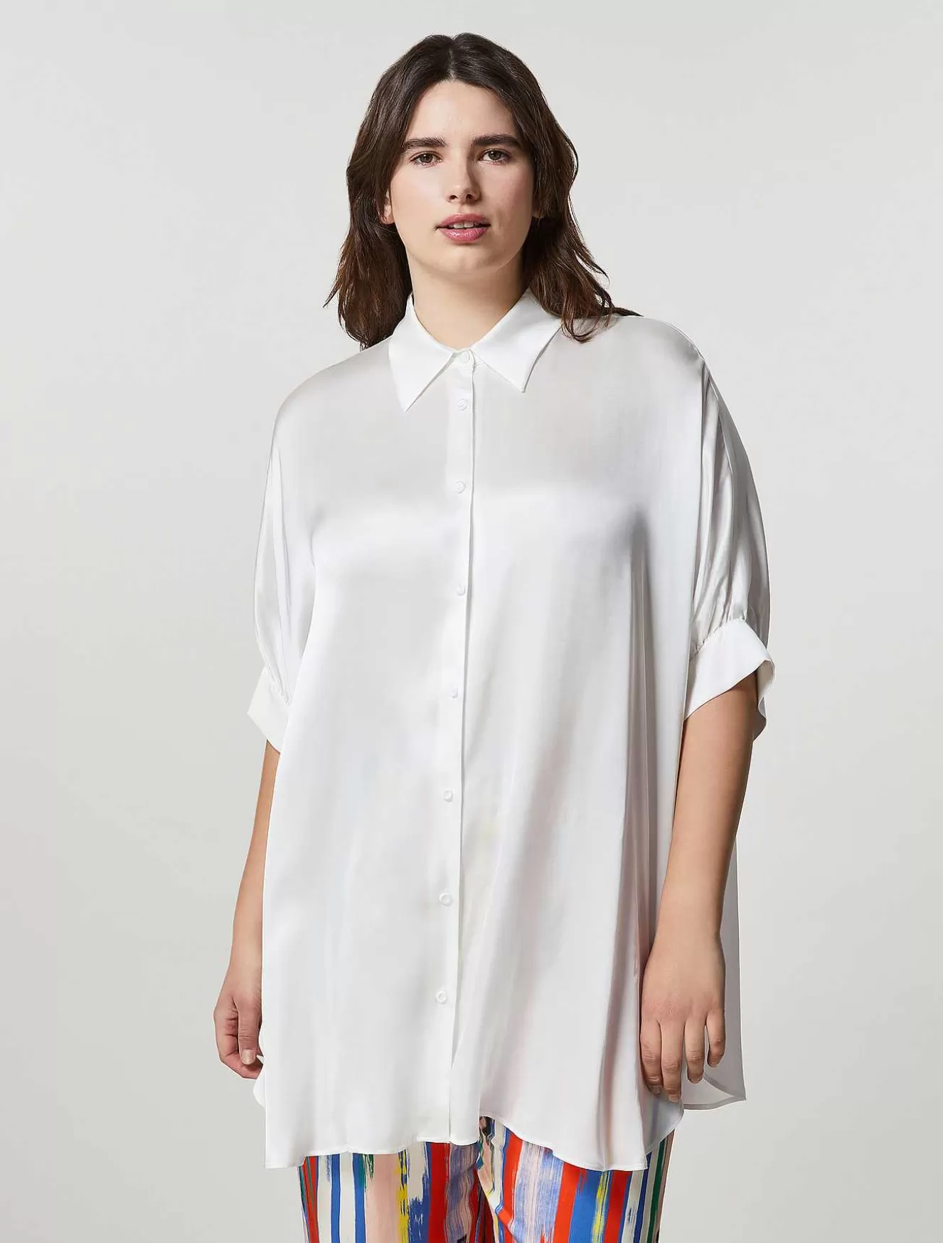 Viscose Satin Shirt-Marina Rinaldi Fashion