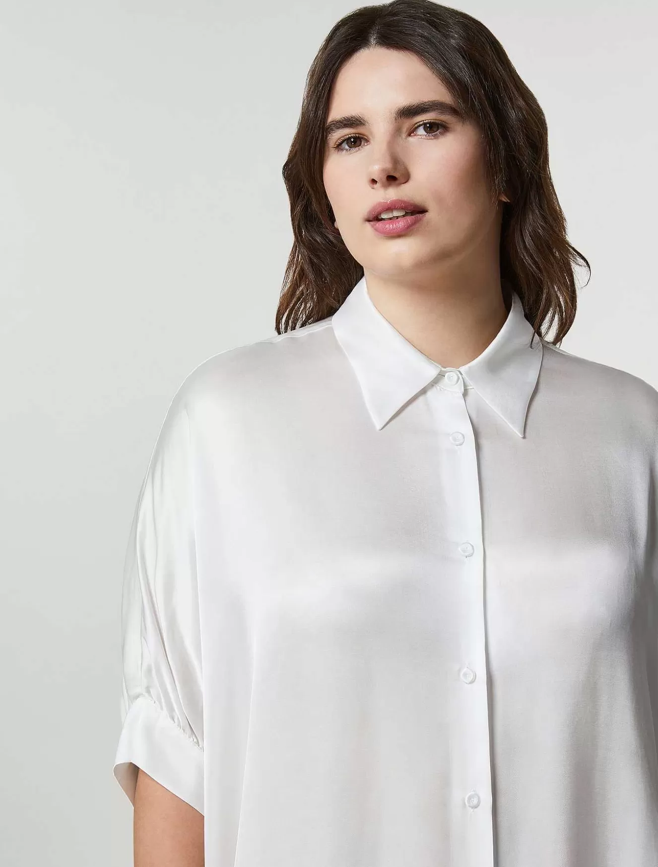 Viscose Satin Shirt-Marina Rinaldi Fashion
